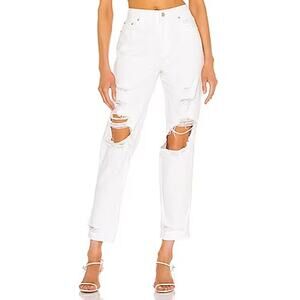 Pistola White Presley High Rise Relaxed Roller Distressed Jeans Size 26